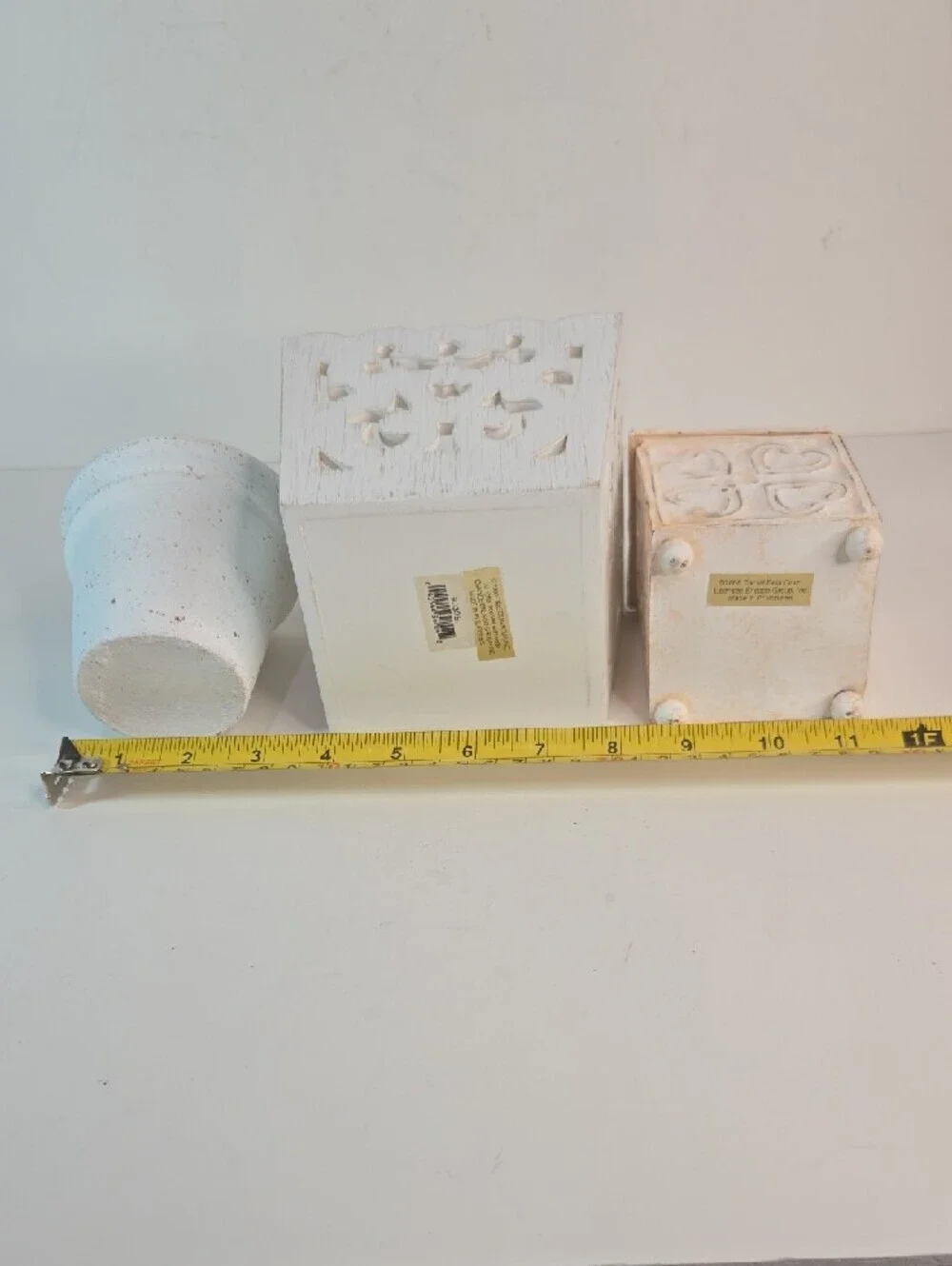 Set of 3 White Decorative Home Accent Vases and Box Shabby Chic Cottage Core